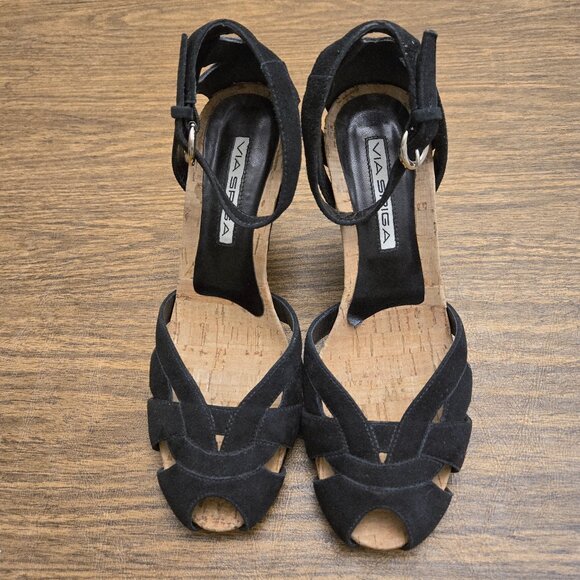 VIA SPIGA Black Leather Upper Strappy Peep-Toe Ankle Strap Shoe - Size 6.5M - Picture 11 of 15